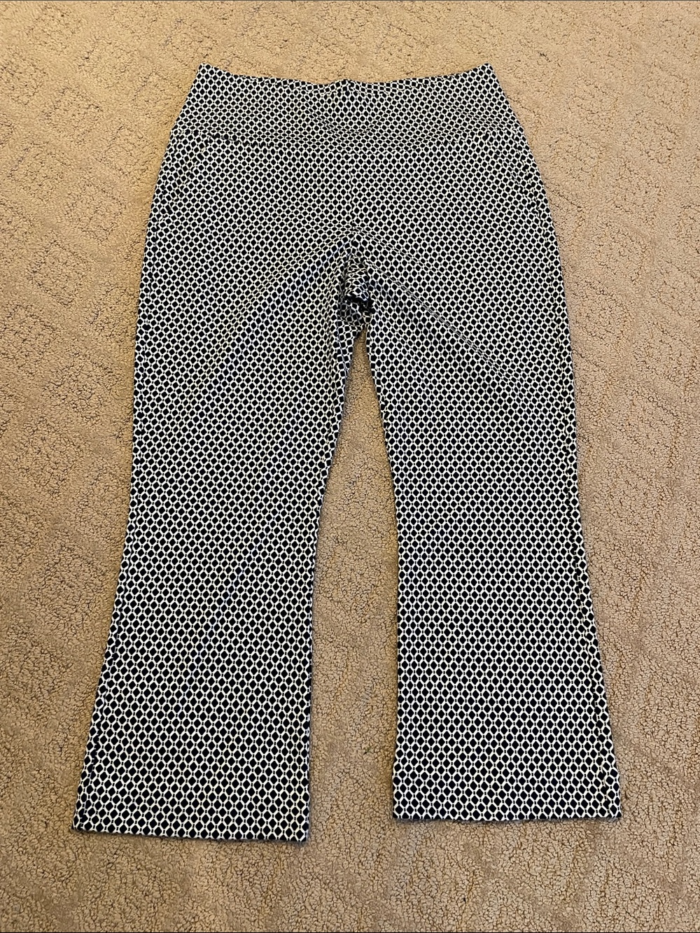 CAbi Black and White Geometric Cropped Pants